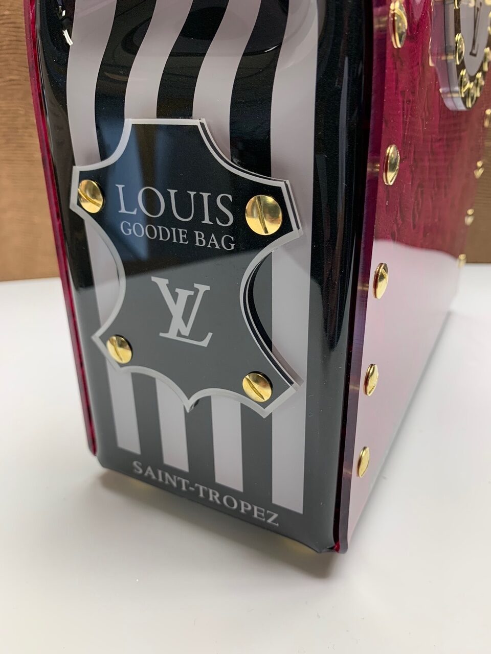 Louis Vuitton magenta leather - goodie bag - klein 04